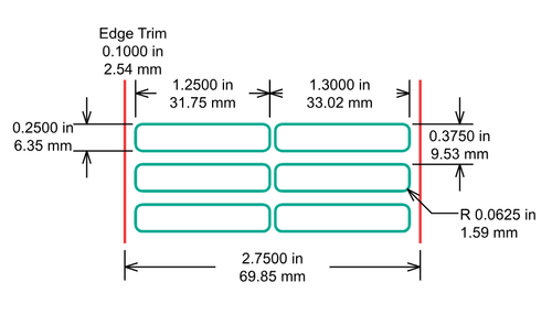 Identco - TTL118 Label - 1.250" x 0.250" - 700 Glossy White Polyester - 10,000 Count