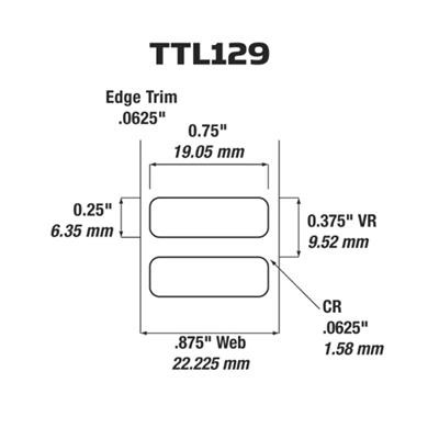 Identco - TTL129 Label - 0.75" x 0.25" - 403 Glossy White Polyimide - 10,000 Count