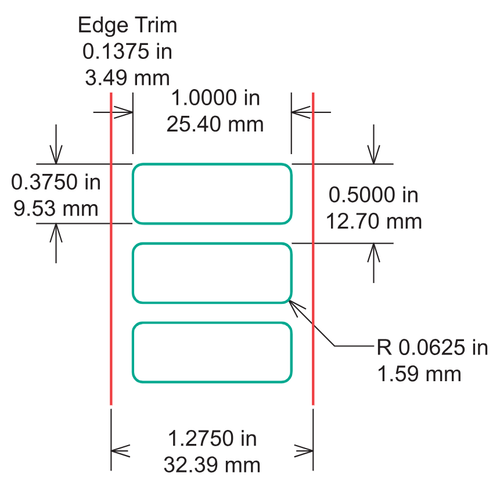 Identco - TTL131 Label - 1.000" x 0.375" - 700 Glossy White Polyester - 10,000 Count