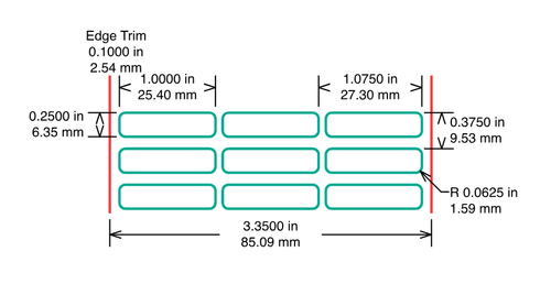 Identco - TTL162 Label - 1.00" x 0.25" - 700 Glossy White Polyester - 10,000 Count