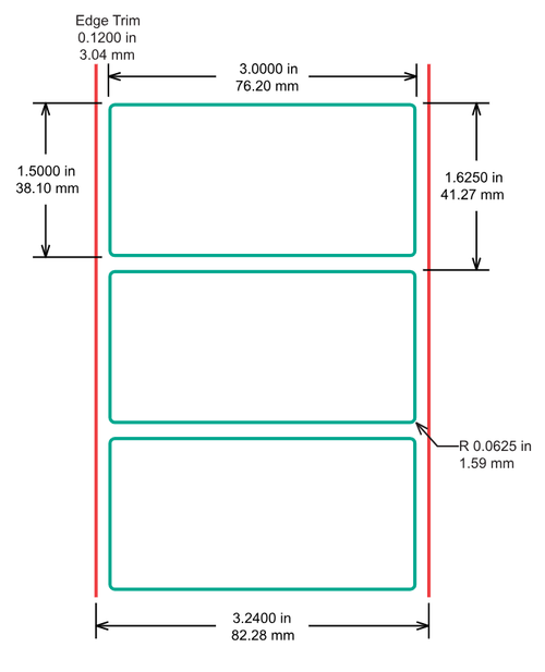 Identco - TTL312 Label - 3.00" x 1.50" - 700 Glossy White Polyester - 2,500 Count