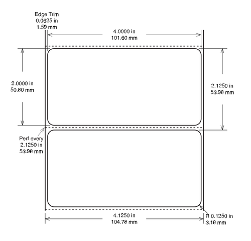 Identco - TTL5P Label - 4.00" x 2.00" - White Paper - 2,900 Count