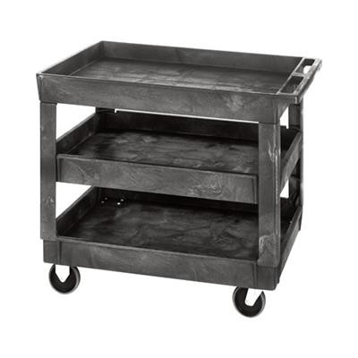 Quantum - Plastic Mobile Utility Cart, Three Level, Flat Top