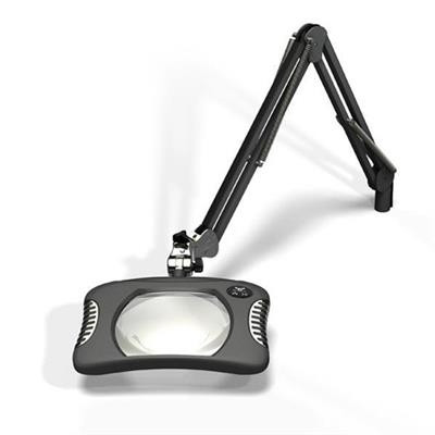 O.C. White - Green-Lite Rectangular LED Magnifer - Clamp Base - Charcoal Mist