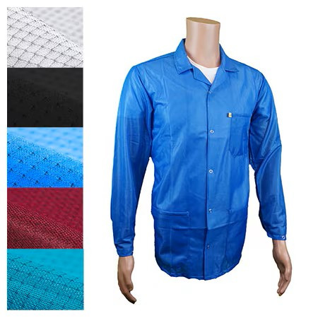 Transforming Technologies - ESD Jacket, Snap cuff, Lapel Collar, 5XLarge, Blue