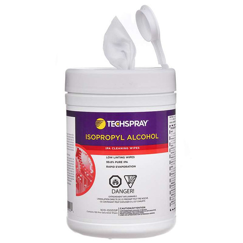 Techspray - Isopropyl Alcohol Wipes - Flip-top Tub Refill - 100 Pre-Saturated Wipes