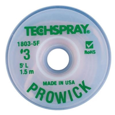 Techspray - ProWick Rosin Desoldering Braid - Regular Bobbin, 0.075" x 5'