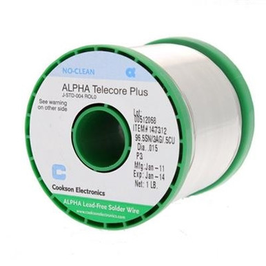MacDermid Alpha - Telecore Plus No Clean - SAC305 Lead Free Wire Solder - .032" Diameter, 1 Pound Spool