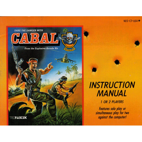 Manual Cabal Nintendo NES Instructions For Sale | DKOldies