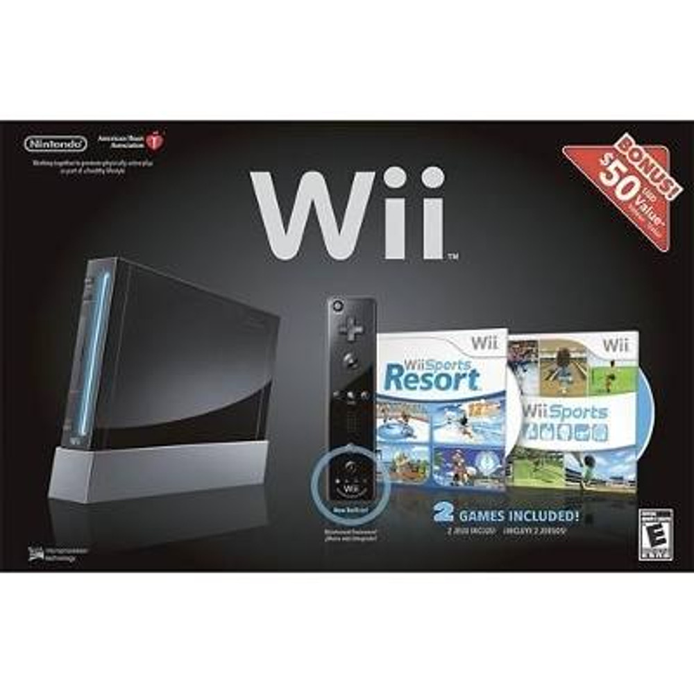 任天堂Wii 本体 黒（Wii Sports Resort ）※アンテナ紛失 任天堂