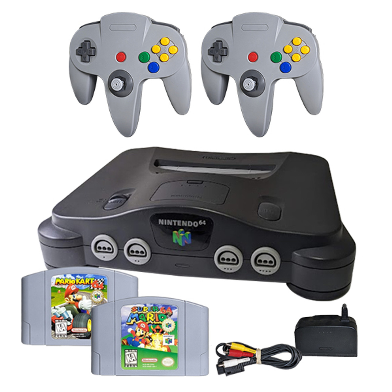 Original Nintendo 64 System Console Super Mario & Kart N64 Bundle Pak