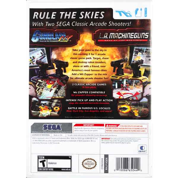 Arcade Hits Pack Gunblade NY & LA Machineguns Wii Game For Sale