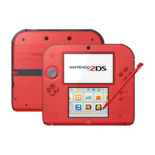 Nintendo 2DS Clear Crystal Red Handheld System with Charger For