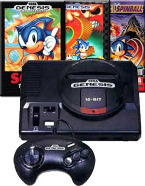 Sega Genesis Sonic 1, 2,Spinball Complete Pak