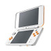Nintendo 2DS XL White and Orange with Charger Open
