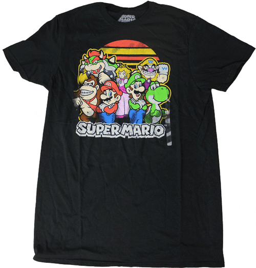 Super Mario Bros. Characters Black - Officially Licensed T-Shirt