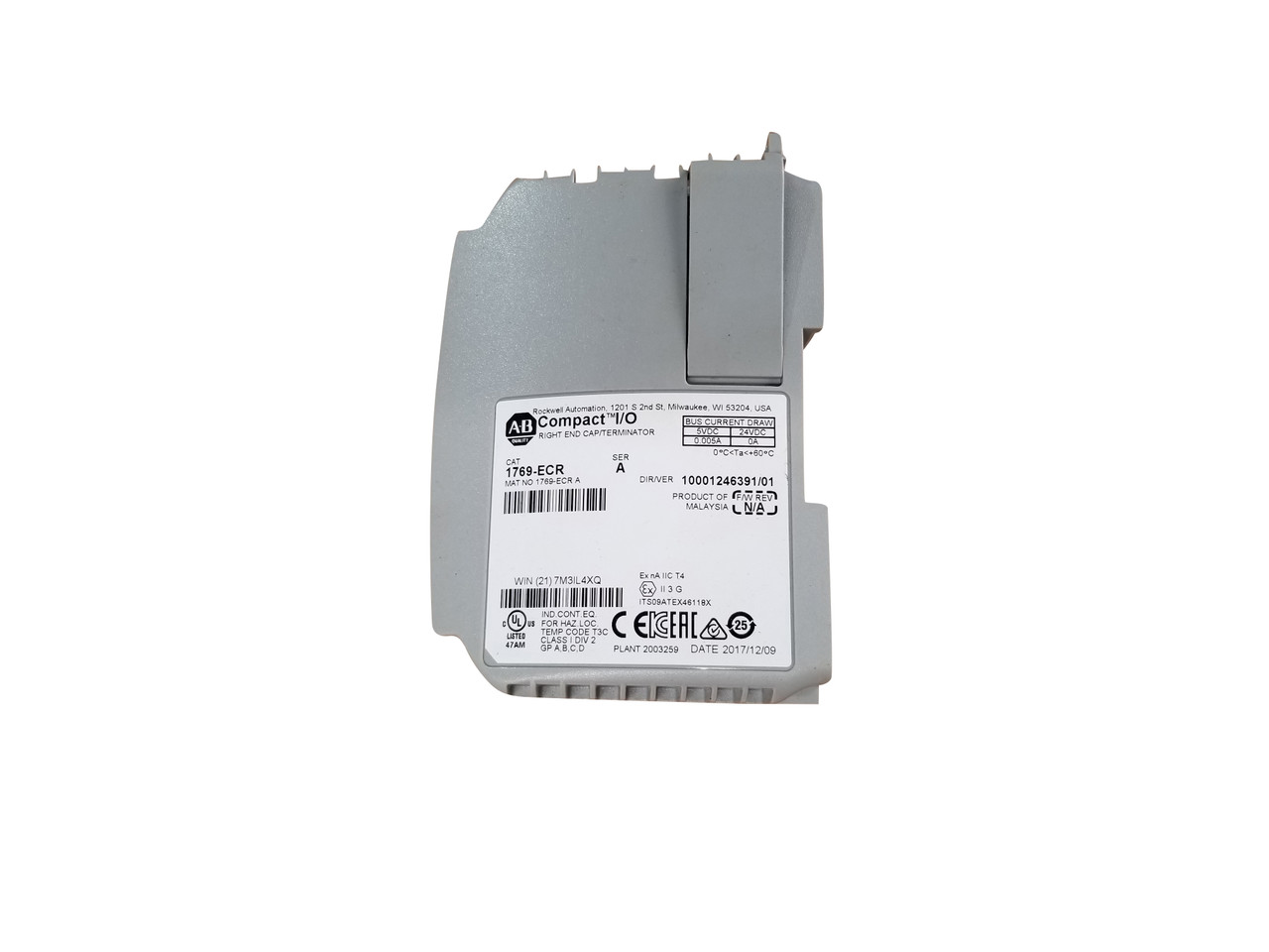 Cap, AB 1769-ECR RH End Compact