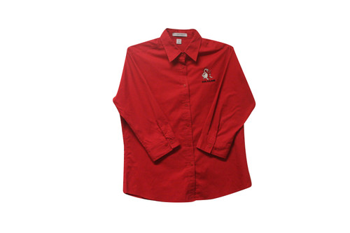 Red, Long Sleeve, Button Down Shirt