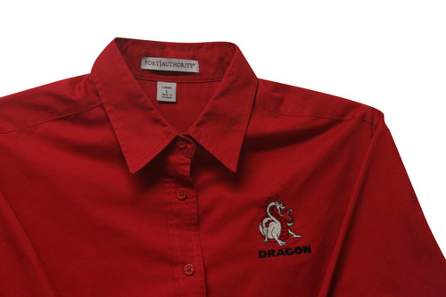 Red, Long Sleeve, Button Down Shirt