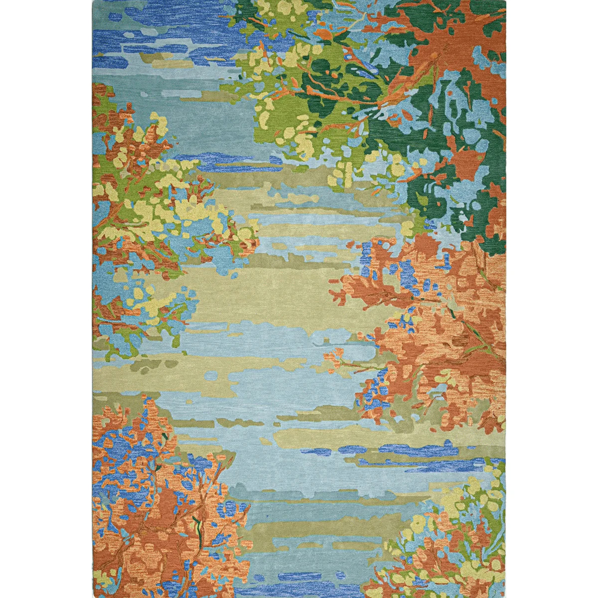 USA RUG / チューリップ柄 Heidi Blue & Cherry Flatwoven Rug 