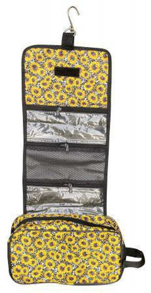 Sunflower print roll up accessory bag