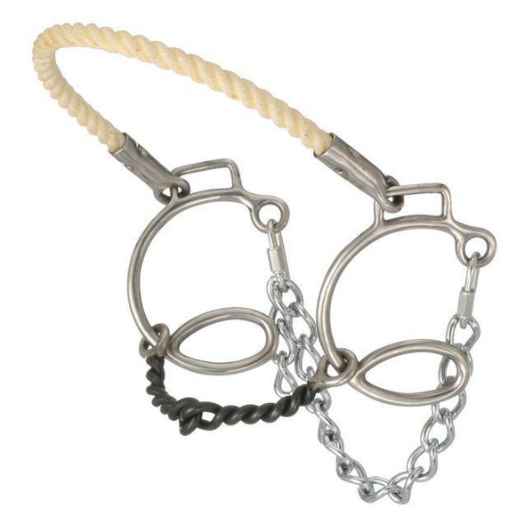 Tough1 Six Cheek Sweet Iron Twisted Snaffle with Rope Nose 5 1/2"