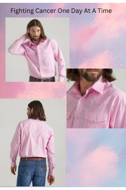 Wrangler Bucking Cancer Long Sleeve Shirt - Fuchsia Pink