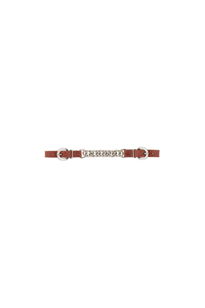 HARNESS LEATHER 3-1/2" SINGLE FLAT LINK CHAIN CURB STRAP