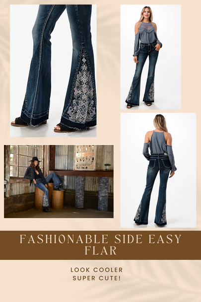 Western Embroidery Trim Side Easy Flare