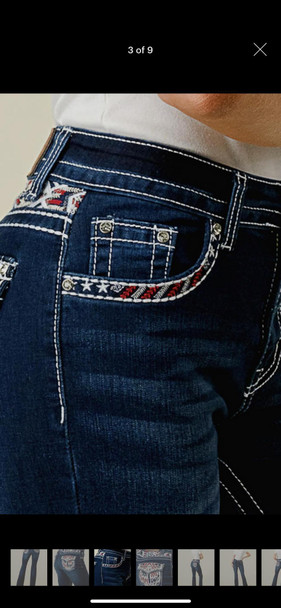 Flared Embroidered Womens Jeans Distressed