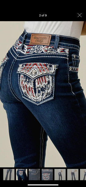 Flared Embroidered Womens Jeans Distressed