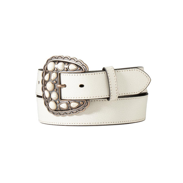 Angel Ranch Belt 1 1/2" Cracked White Leather