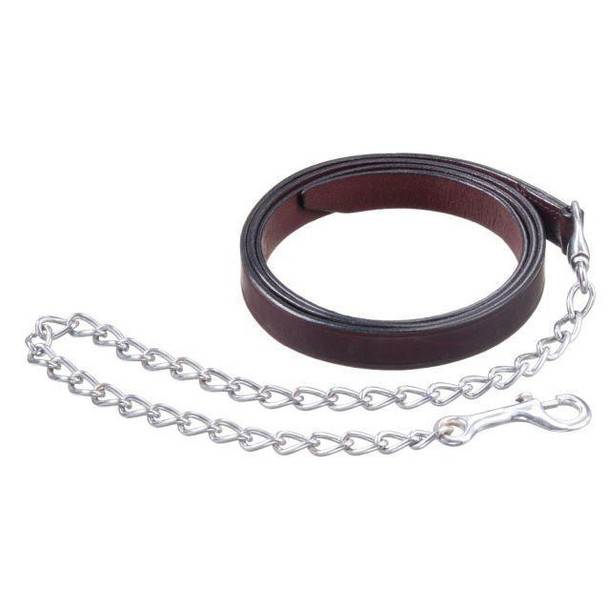 Royal King Leather Lead with Nickel Chain - 1"