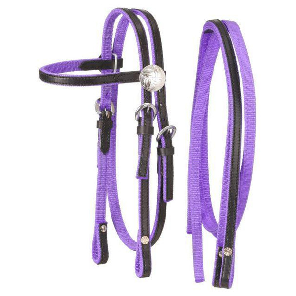 King Series Nylon Mini Browband Bridle with Leather Overlay