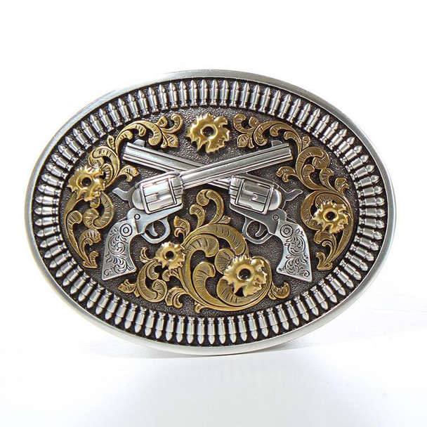 Nocona Mens Oval Floral Revolvers Buckle