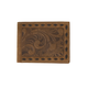 Nocona Trifold & Bi-Fold Wallet Floral Embossed Chocolate Buck Lacing Brown