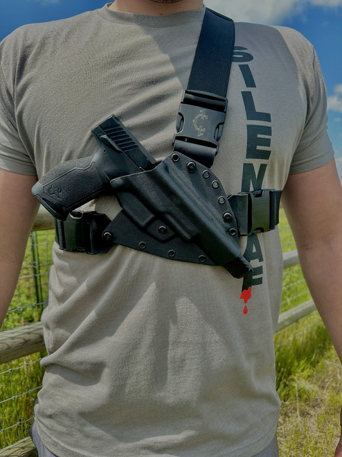 22 SHIFT Chest Holster for .22 caliber pistols with suppressors