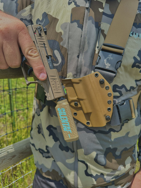 22 SHIFT Chest Holster for .22 caliber pistols with suppressors