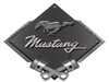 Mustang Black/Chrome Pony/Script Carbon Diamond Metal Sign - Black