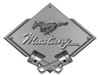 Mustang Black/Chrome Pony/Script Carbon Diamond Metal Sign Silver