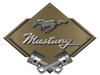 Mustang Black/Chrome Pony/Script Carbon Diamond Metal Sign - Bronze