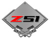 Corvette Z51 Badge Carbon Diamond Metal Sign - Silver