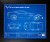 C7 Corvette Blueprint Framed Canvas Picture