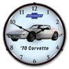 C3 1970 White Corvette LED Backlit Clock