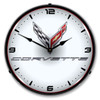 C8 Corvette Emblem LED Backlit Clock - White