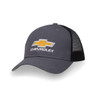 Chevrolet Bowtie Dark Gray and Black Mesh Trucker Hat