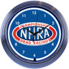 NHRA Blue and White Neon Clock