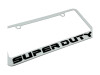 Ford Super Duty White License Plate Frame (angle)