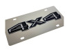 Ford 4X4 Stainless Steel License Plate - Dark Logo (angled zoom)