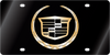 Cadillac Gold Crest/Wreath Black Acrylic License Plate